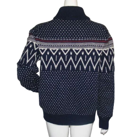 GAP Pullover Sweater, L, Fair Isle, Shawl Collar, Blue Lambswool/Nylon, Nordic - Picture 7 of 13